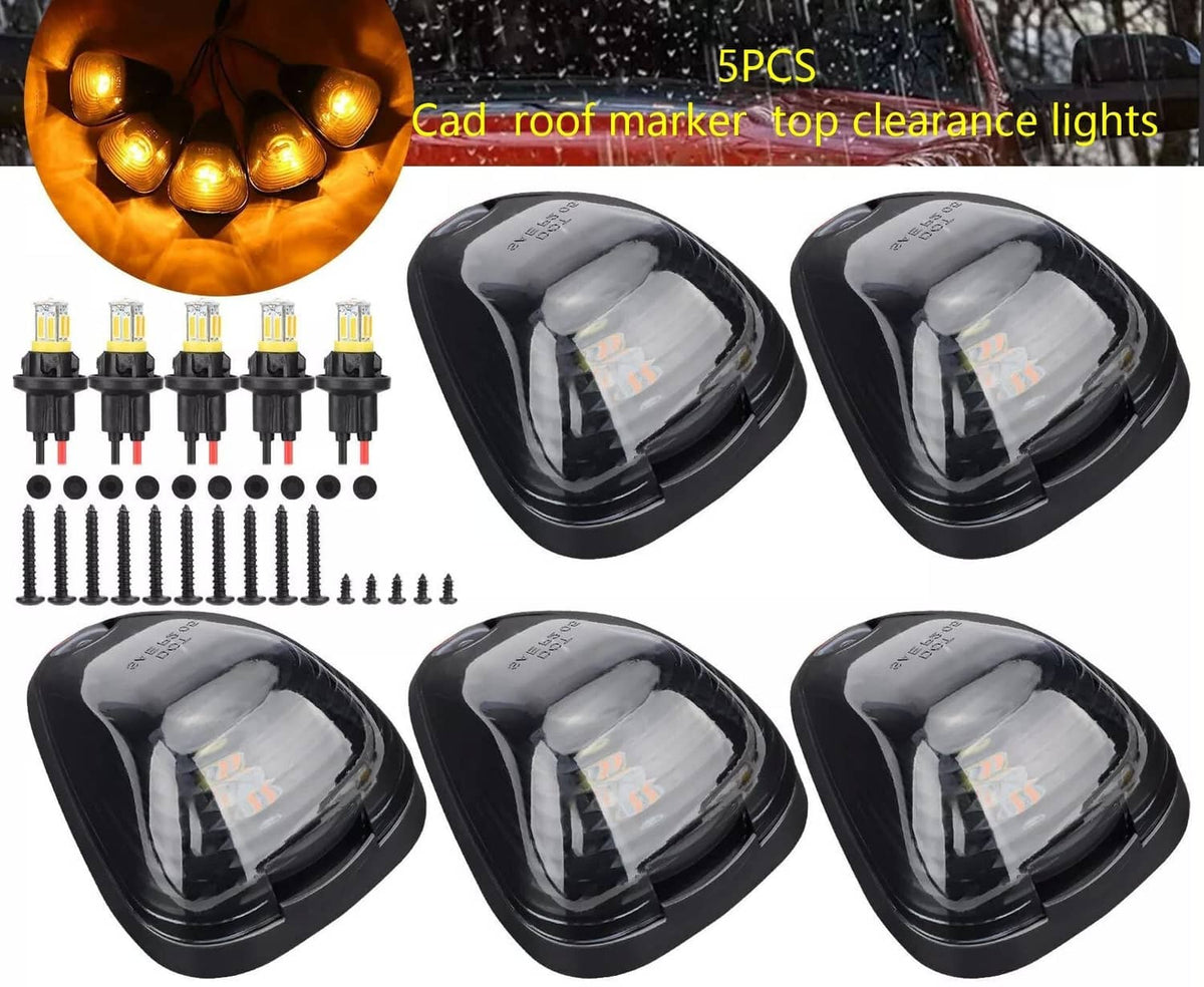 Solid Spare 5Pcs For Ford F-250 F-350 F450 Super Duty Smoke LED Cab Roof Lights Marker Amber