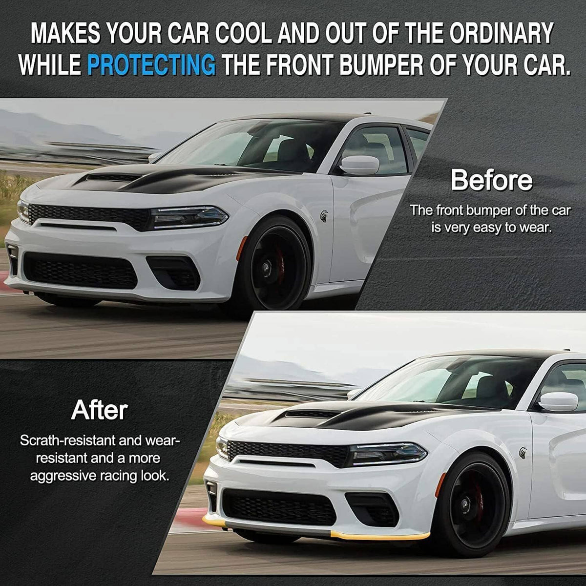 Solidspare Front Bumper Lip Splitter Trim Cover Yellow For 2015-2022 Dodge Charger SRT Scat