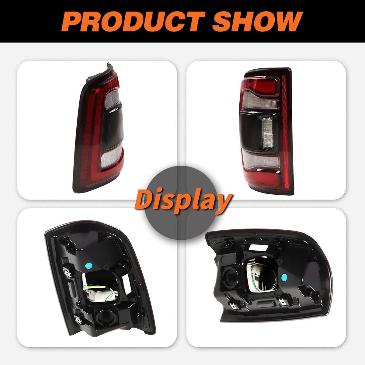 Solidspare 2x Black Bezel LED Tail Lights w/Blind Spot For 2019-2024 Dodge RAM 2500 3500