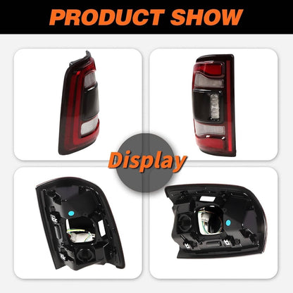 Solidspare 2x Black Bezel LED Tail Lights w/Blind Spot For 2019-2024 Dodge RAM 2500 3500