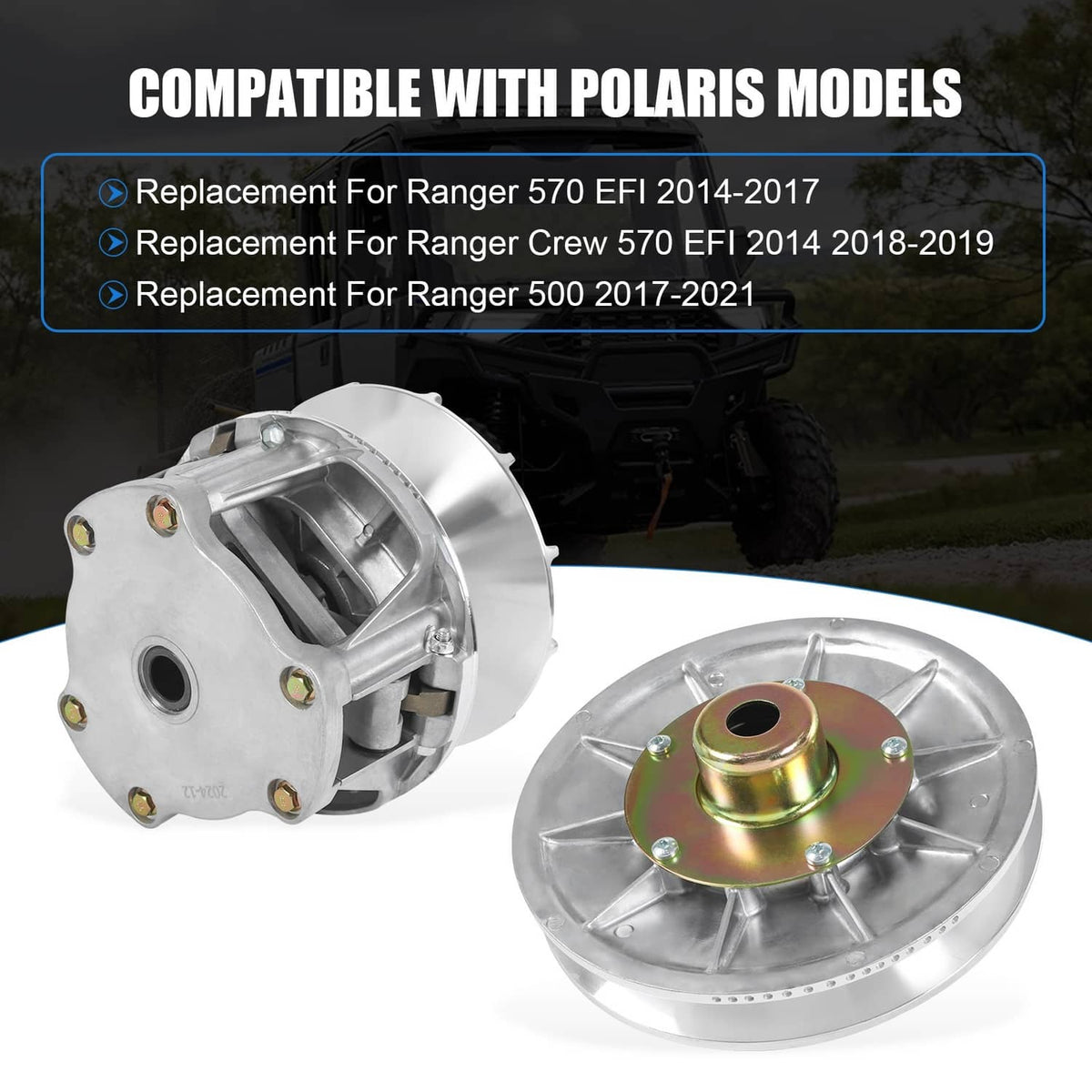 Solidspare Primary & Secondary Clutch w/ Belt Fits Polaris Ranger 570 2015 1323275 1323070