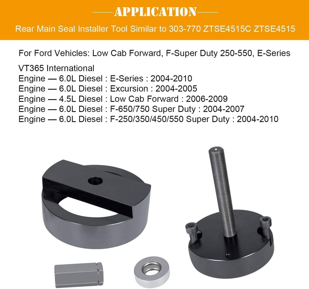 Solid Spare Crankshaft Front & Rear Seal Installer Tool for Ford 4.5L,6.0L,6.4L Powerstroke