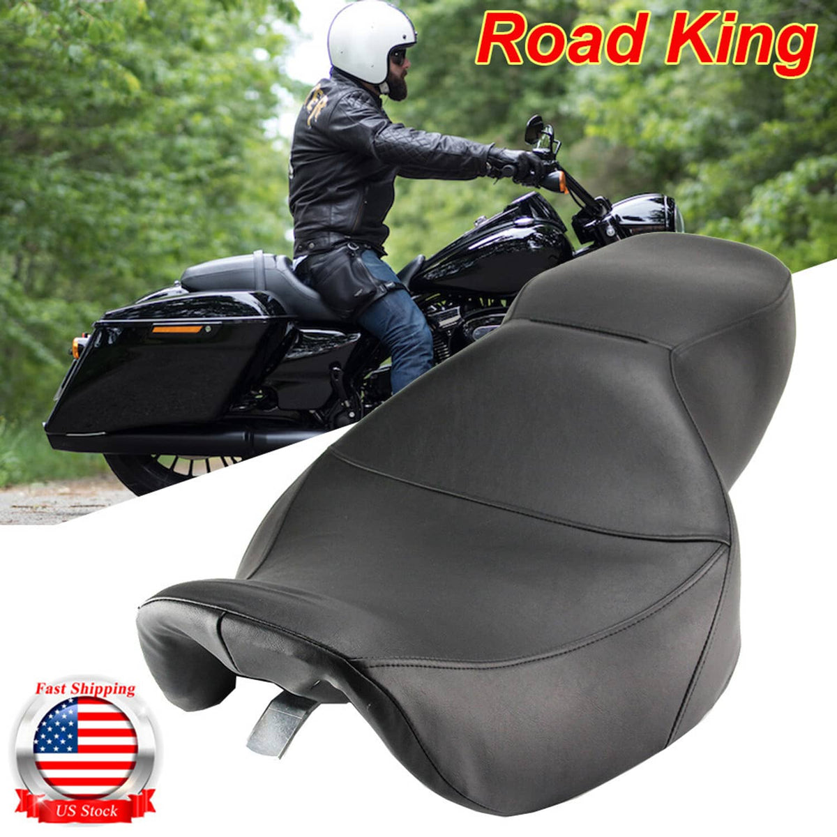Solidspare Driver Passenger Seat Two 2-Up For Harley Touring Road King FLHP FLHR 1997-2007