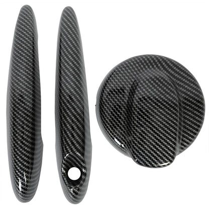 Solid Spare For MINI R50 R55 R56 Cooper S 06-14 Carbon Style Door Handle Covers+Gas Tank Cap