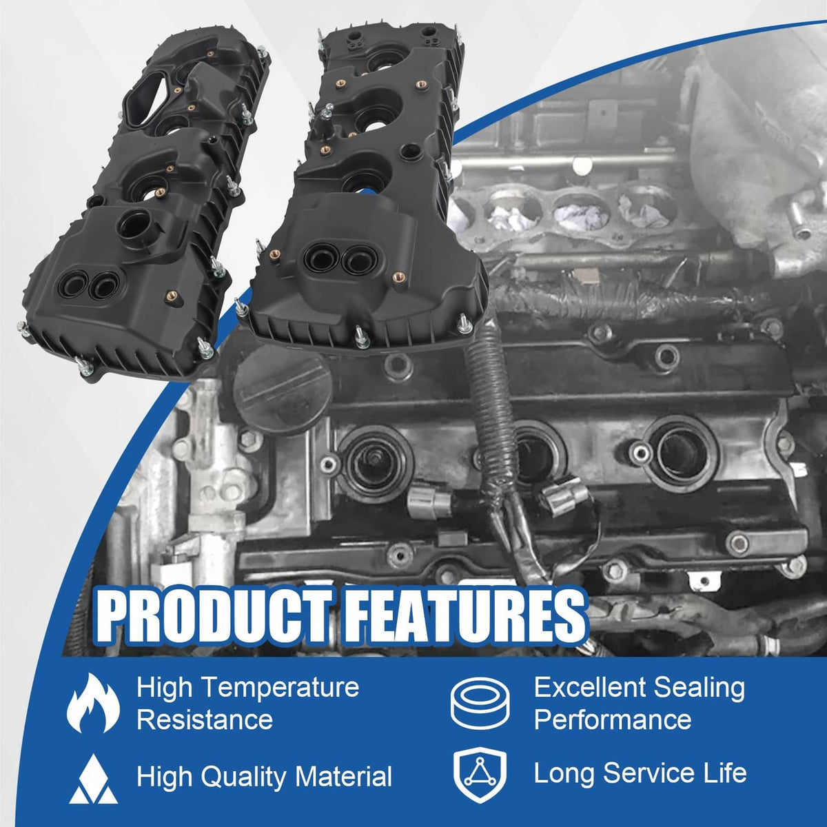 Solidspare 2Pcs Valve Covers For 2013-2016 Ford F-150 2015-17 Ford Expedition 3.5L Turbo