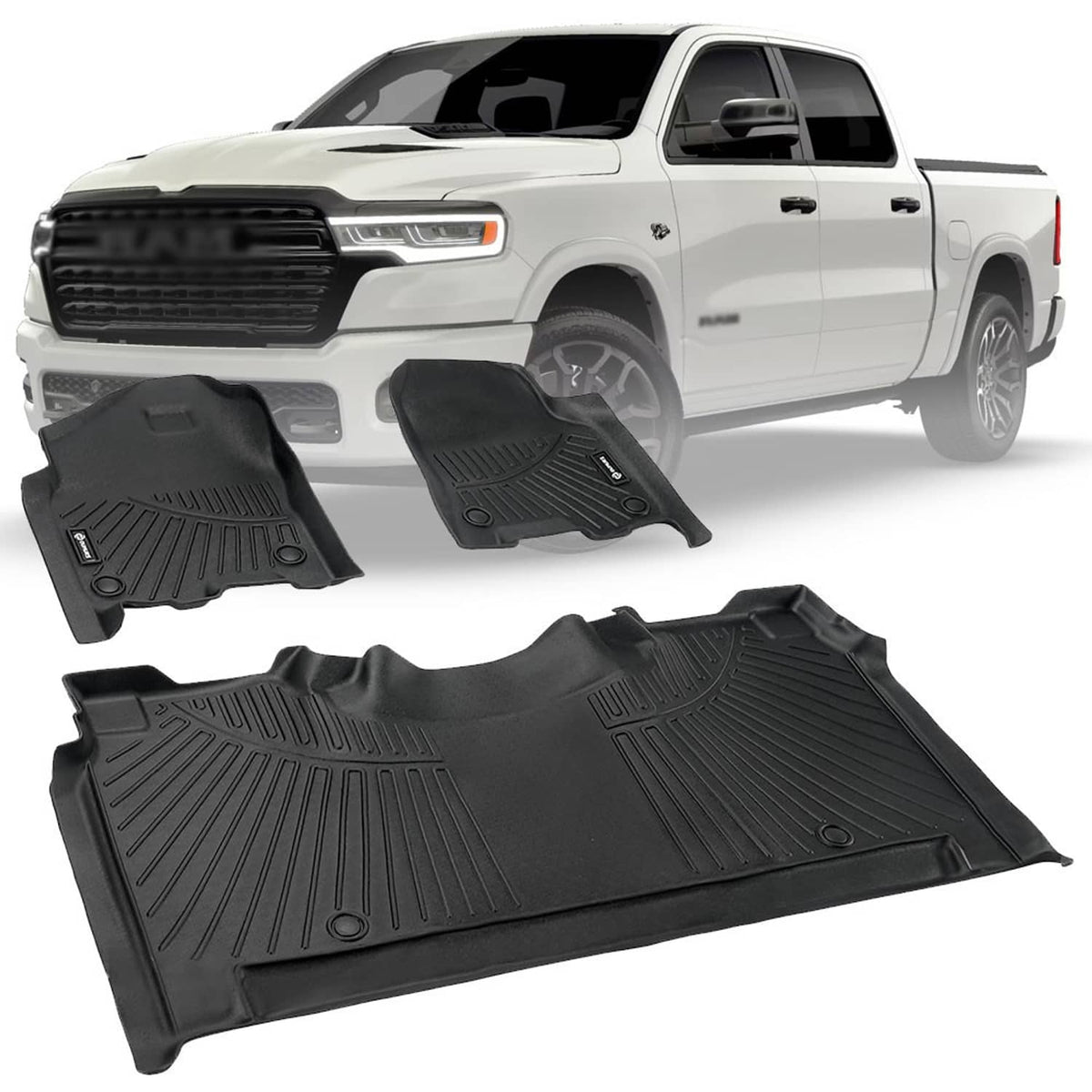 Solidspare For 2019-2026 Dodge Ram 1500 Crew Cab (NOT Classic Models) TPE Floor Mats Set