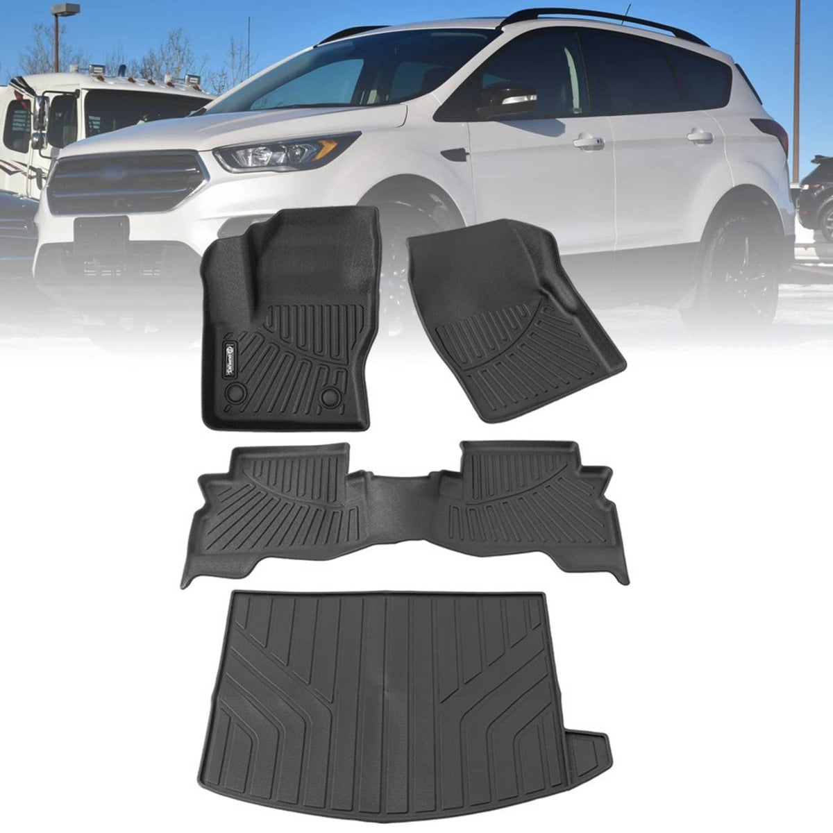 Solidspare 4Pcs Floor Mats & Cargo Liner for 2013 2014 2015 2016 2017 2018 2019 Ford Escape