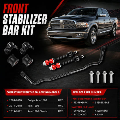 Solidspare New Front Stabilizer Bar Kit & K80894 Sway Bar Front Sway Bar & Links 55398938AC