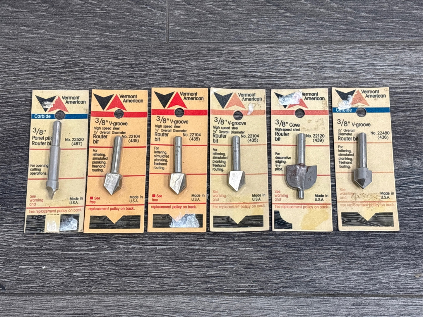 6pc Vermont American 3/8" Shank Router Bit Set - Made In USA