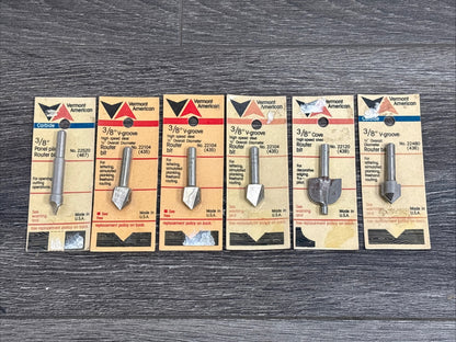 6pc Vermont American 3/8" Shank Router Bit Set - Made In USA
