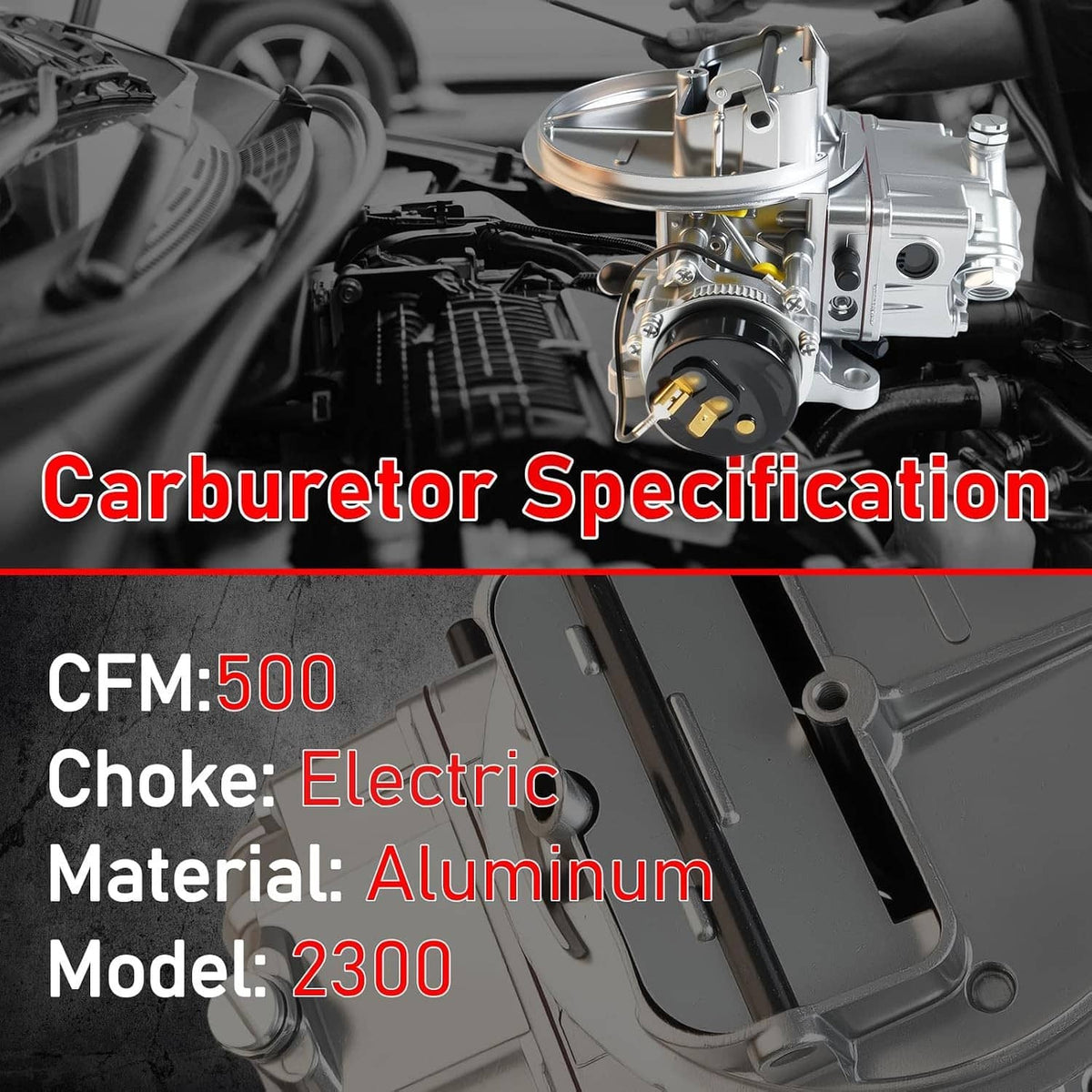 Solidspare 2BBL Carburetor 500 CFM Electric Choke For Holley Street Avenger 2300 #0-80500