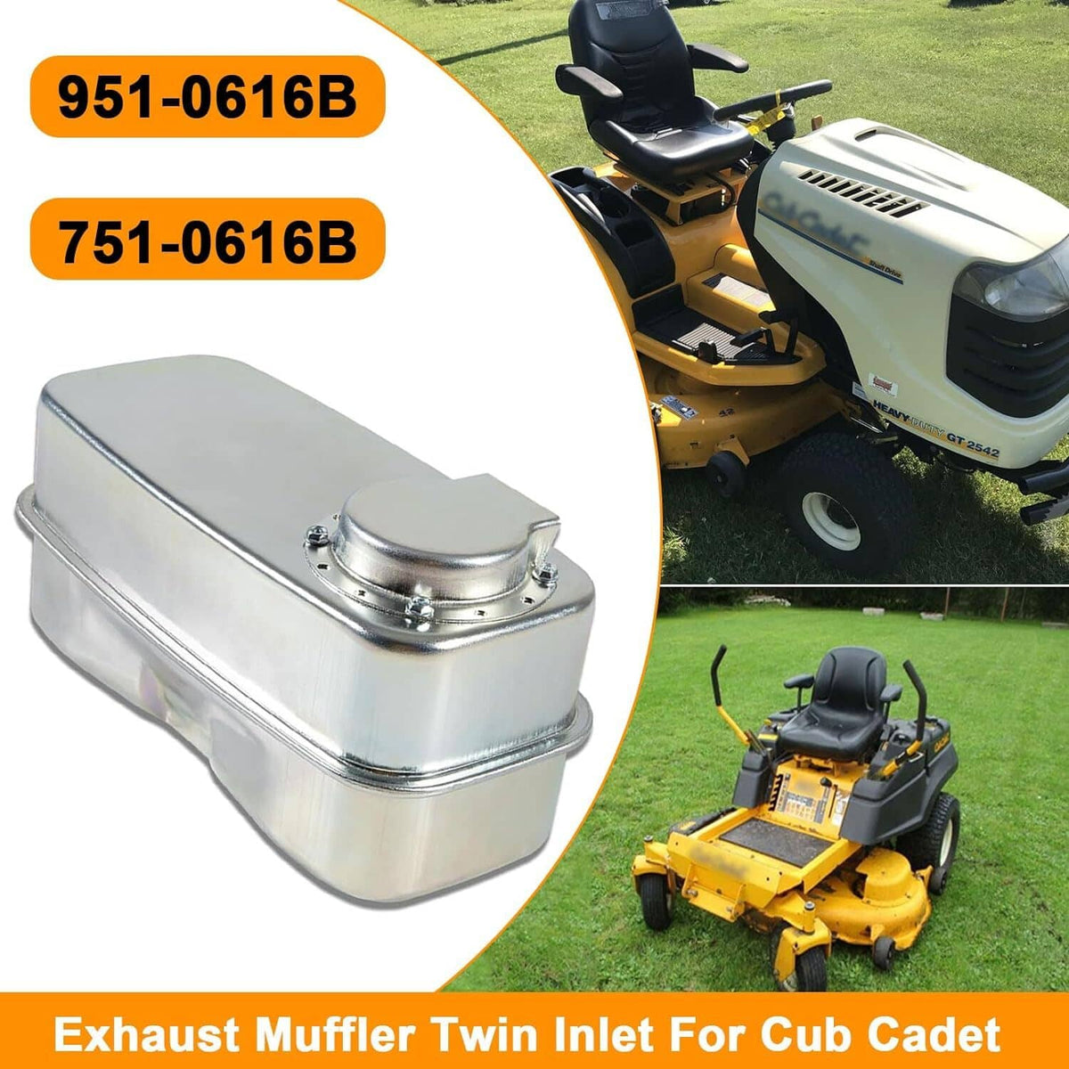 Solid Spare 951-0616B 751-0616B Exhaust Muffler Twin Inlet For Cub Cadet RZT50 RZT54 RZT42