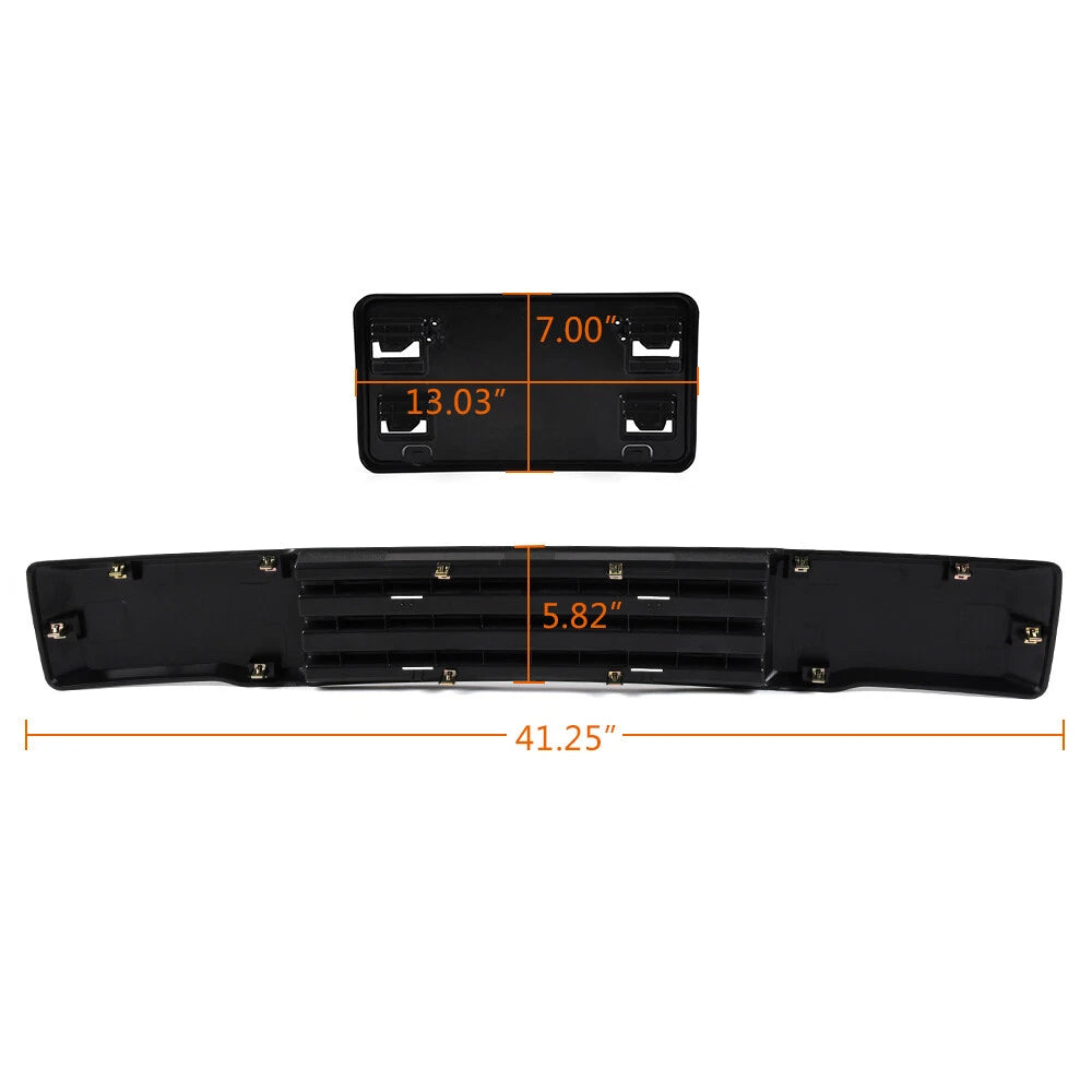 Front Bumper Trim & License Plate Fit For 2015 2016 2017 Ford F-150 F150 Black