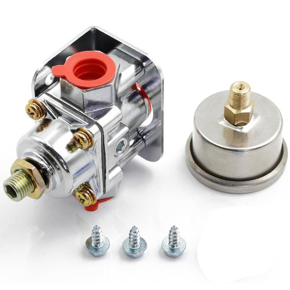 Solidspare Silver Low Fuel Pressure Regulator Gauge 12-804 for Carburetor Carb Quick Fuel