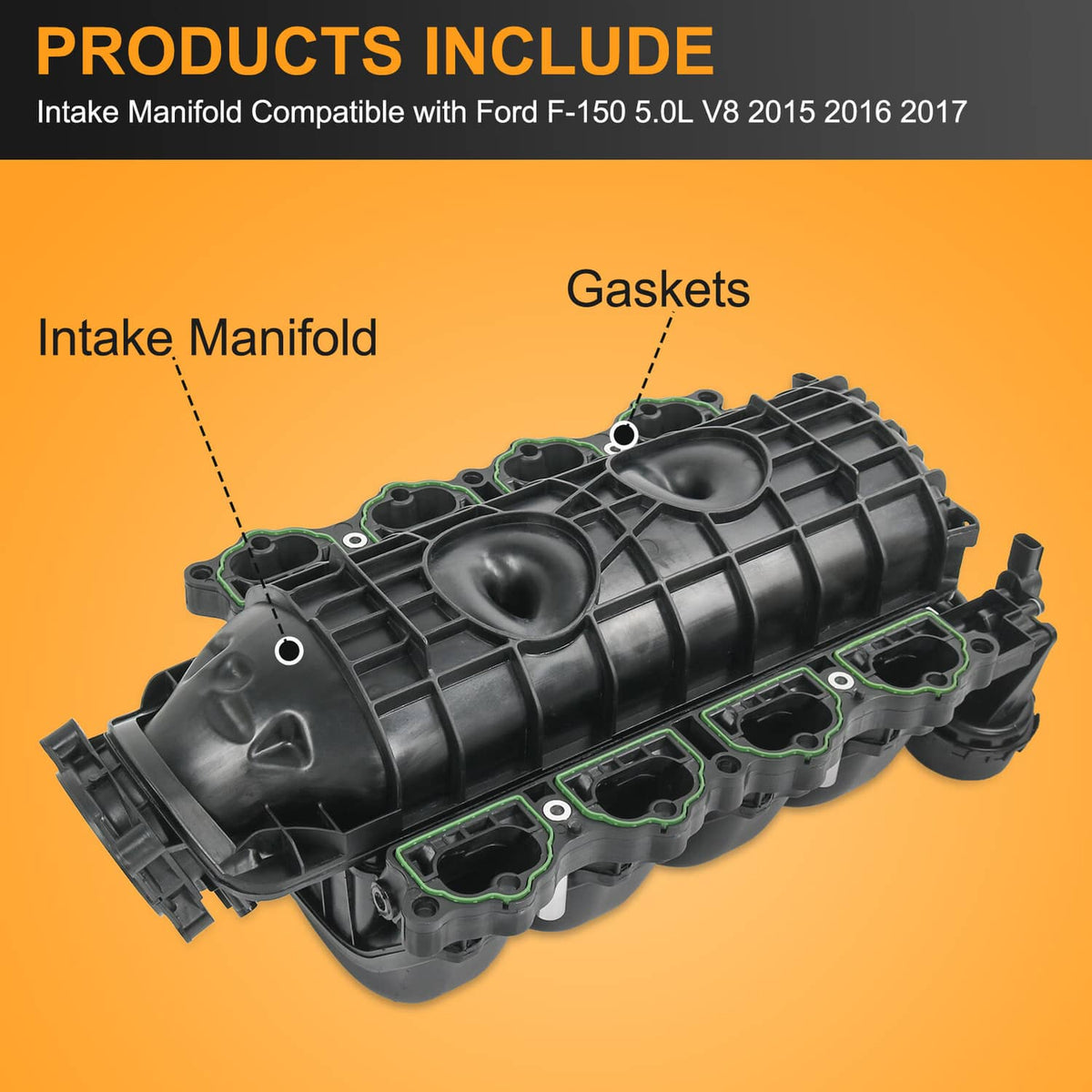 Solidspare intake Manifold W/Gasket for 2015-2017 Ford F-150 5.0L FL3Z-9424-J FL3Z-9424-B
