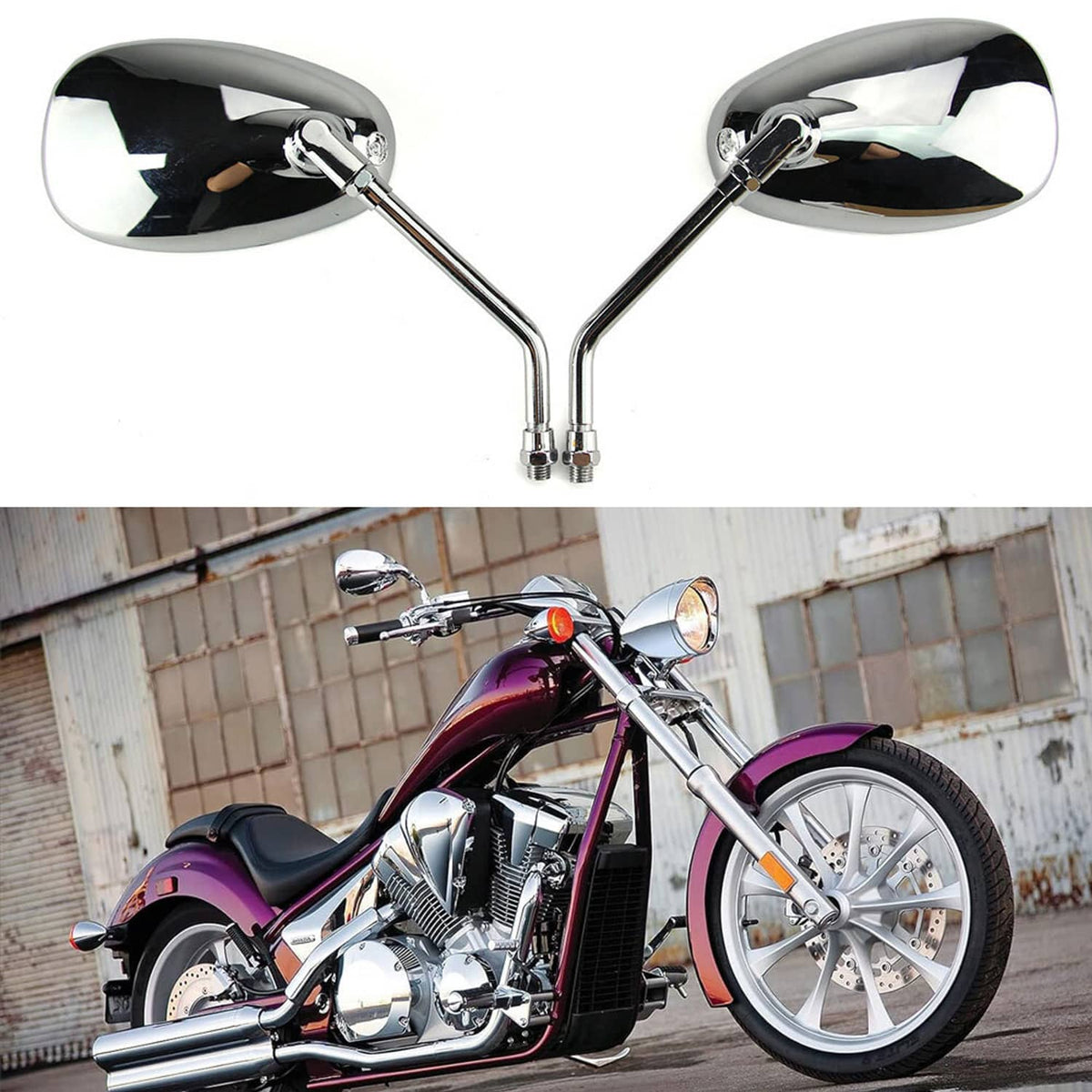 Solidspare Motorcycle Rear View Mirrors 10mm Chrome For Honda VTX1300C Valkyrie 1500 1800