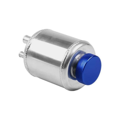 Solidspare Universal Aluminum Racing Power Steering Fluid Reservoir Tank w/ Clamps Silver
