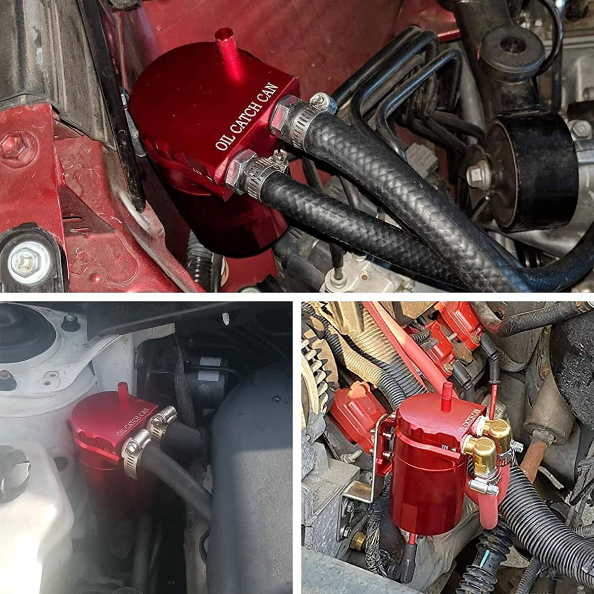 Solidspare Aluminum Oil Catch Can Kit Reservoir Baffled Tank with Breather Filter Universal