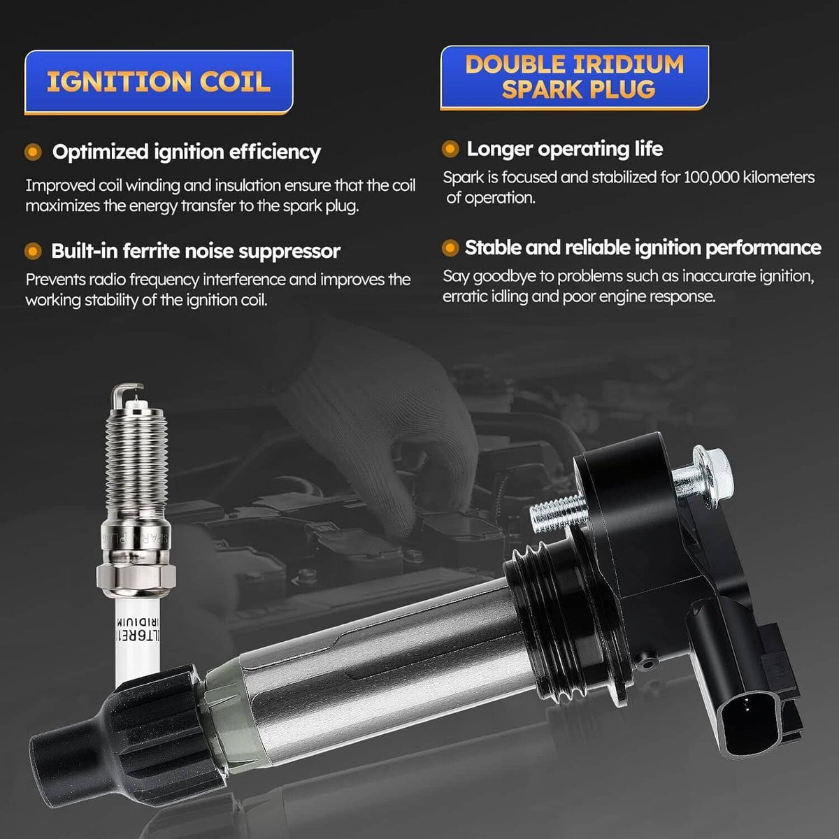 Solidspare 6Pcs Ignition Coil & Iridium Spark Plug Packs For Cadillac GMC Chevy Buick UF569