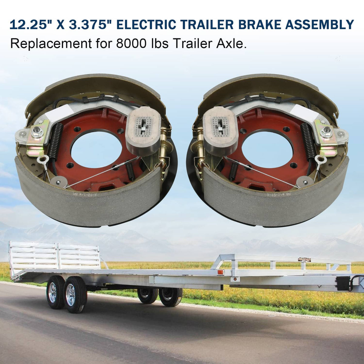 Solidspare Electric Trailer Backing Plate Brake 12-1/4 x 3-3/8 8000 Set for Dexter 8K Axle