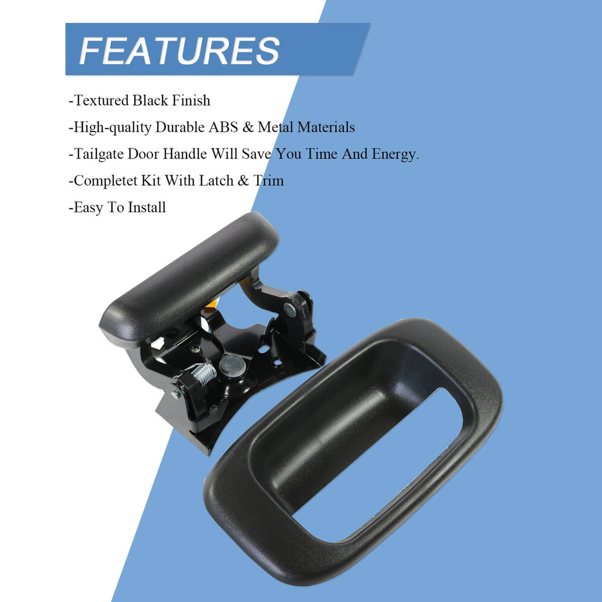 Solidspare New Tailgate Handle w/ Bezel & Clips Fits 1999-2007 Chevy Silverado GMC Sierra