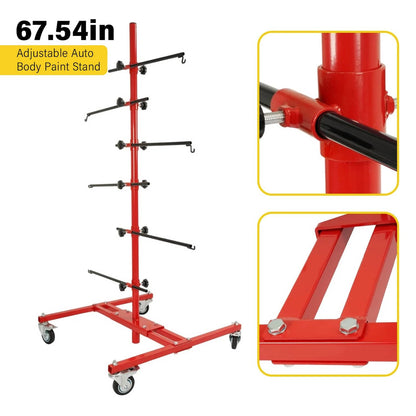 Solid Spare Powder Coated Adjustable Tree Paint Stand For Autobody Door Fender Panel
