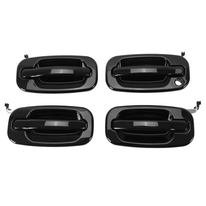 Solid Spare 4Pcs NEW Outside Door Handles Set Painted Black For Silverado Tahoe Sierra 99-06