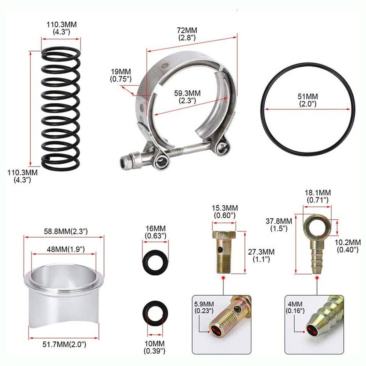 Solidspare 50MM BOV Intake Turbo Charge Pipe Kit For BMW N54 E88 E90 E92 135i 335i