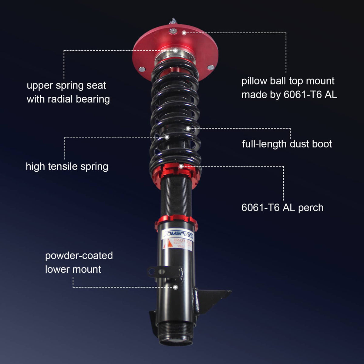 Solidspare JDMSPEED Coilovers Strut Shock Suspension Kit For 03 04 05 Dodge Neon SRT-4 2.4L