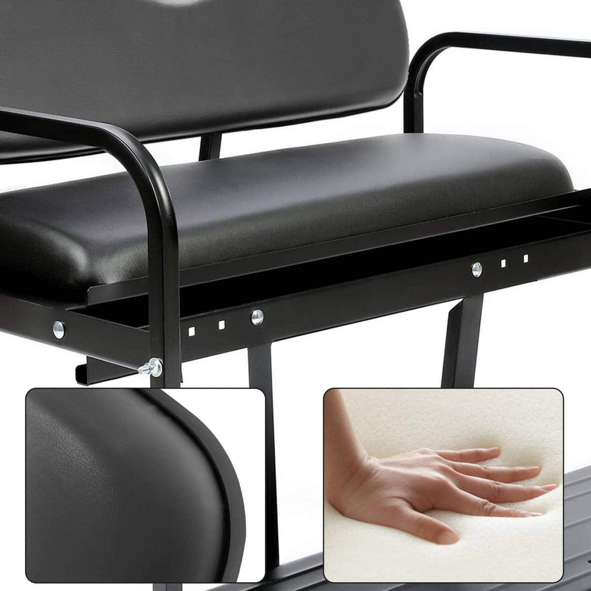 Solidspare Golf Cart Flip Folding Rear Back Seat Kit Black For EZGO Marathon Pre-1994