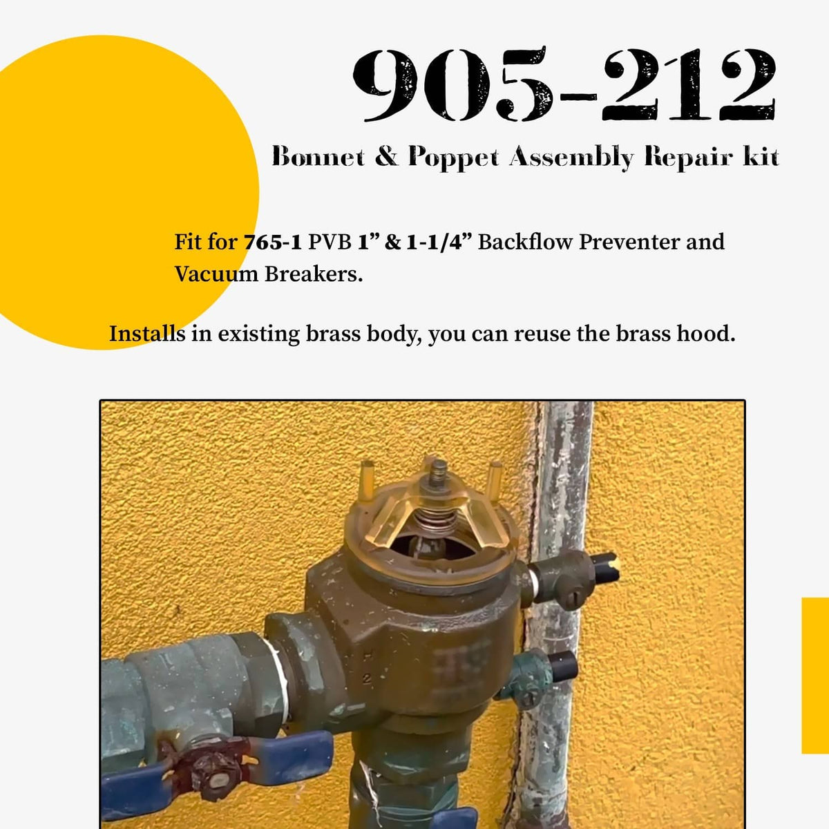 Solidspare For Febco 765-1 Bonnet Poppet Repair Kit fit for 765 1" & 1-1/4" 905212 905-212