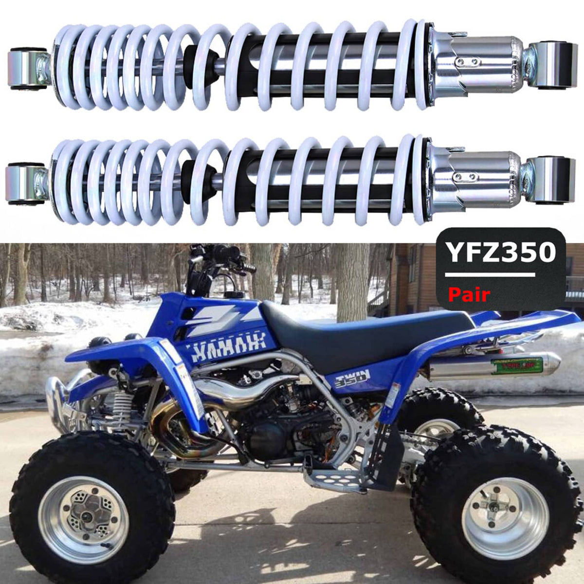 Solidspare Front Shocks Absorbers White Spring for Yamaha Banshee 350 YFZ350 ATV 1987-2006