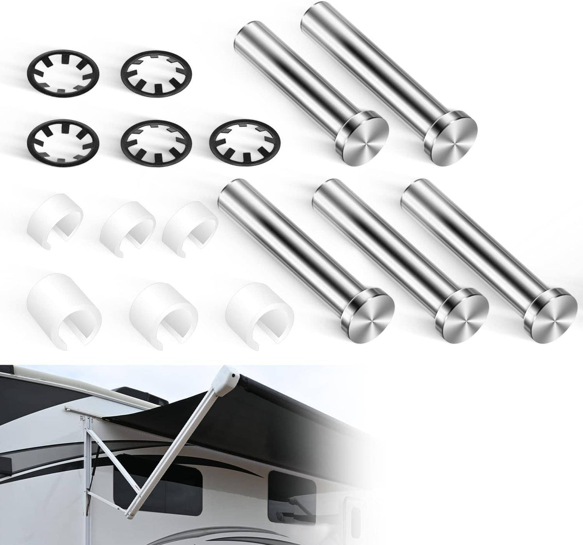 Solid Spare Awning Arm Pin and Fasteners Kit for Dometic 9100 9200 Power Awning 8952002.400B