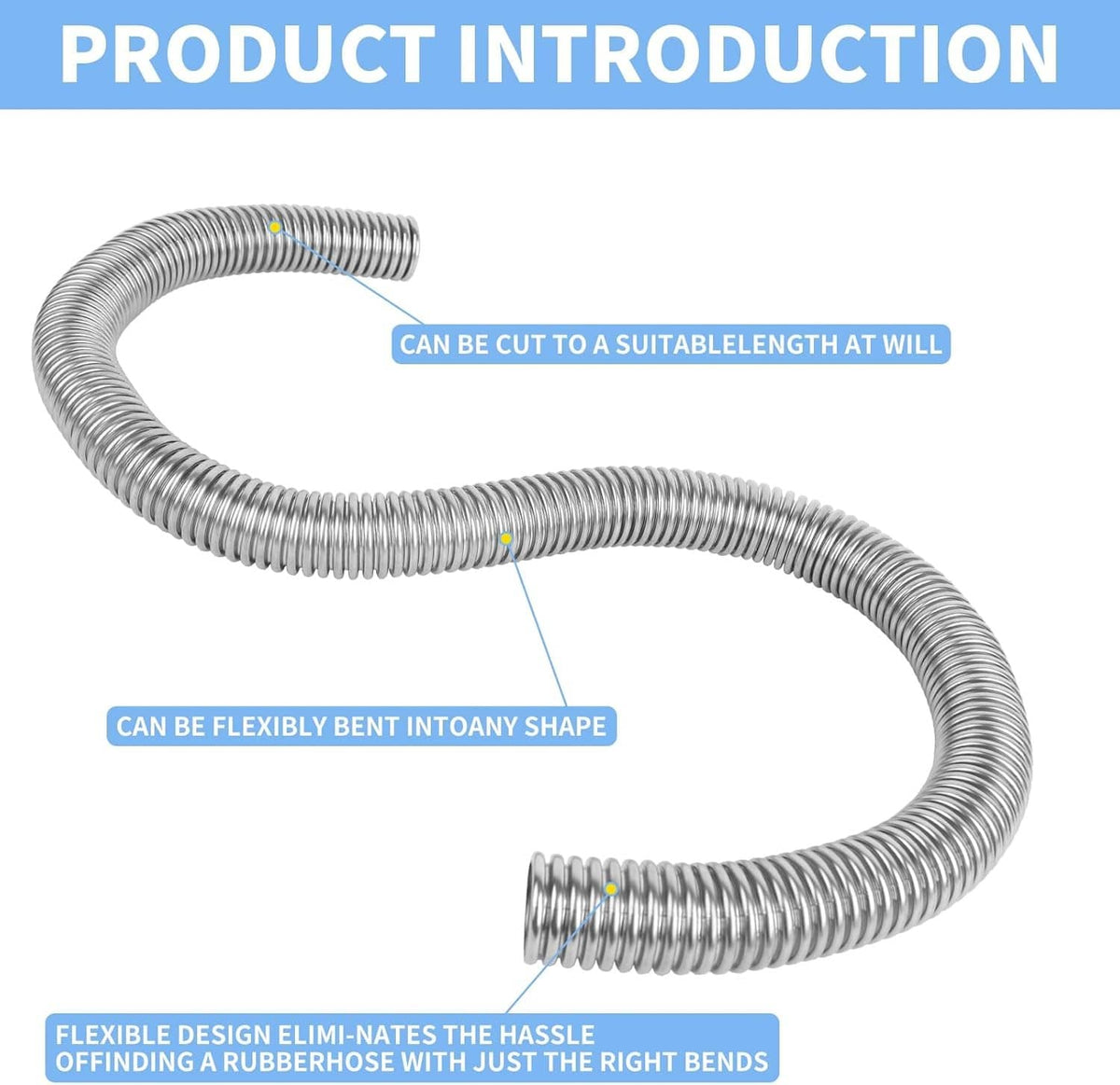 Solidspare Universal 48" Stainless Steel Radiator Flexible Coolant Water Hose W/ Caps Kit