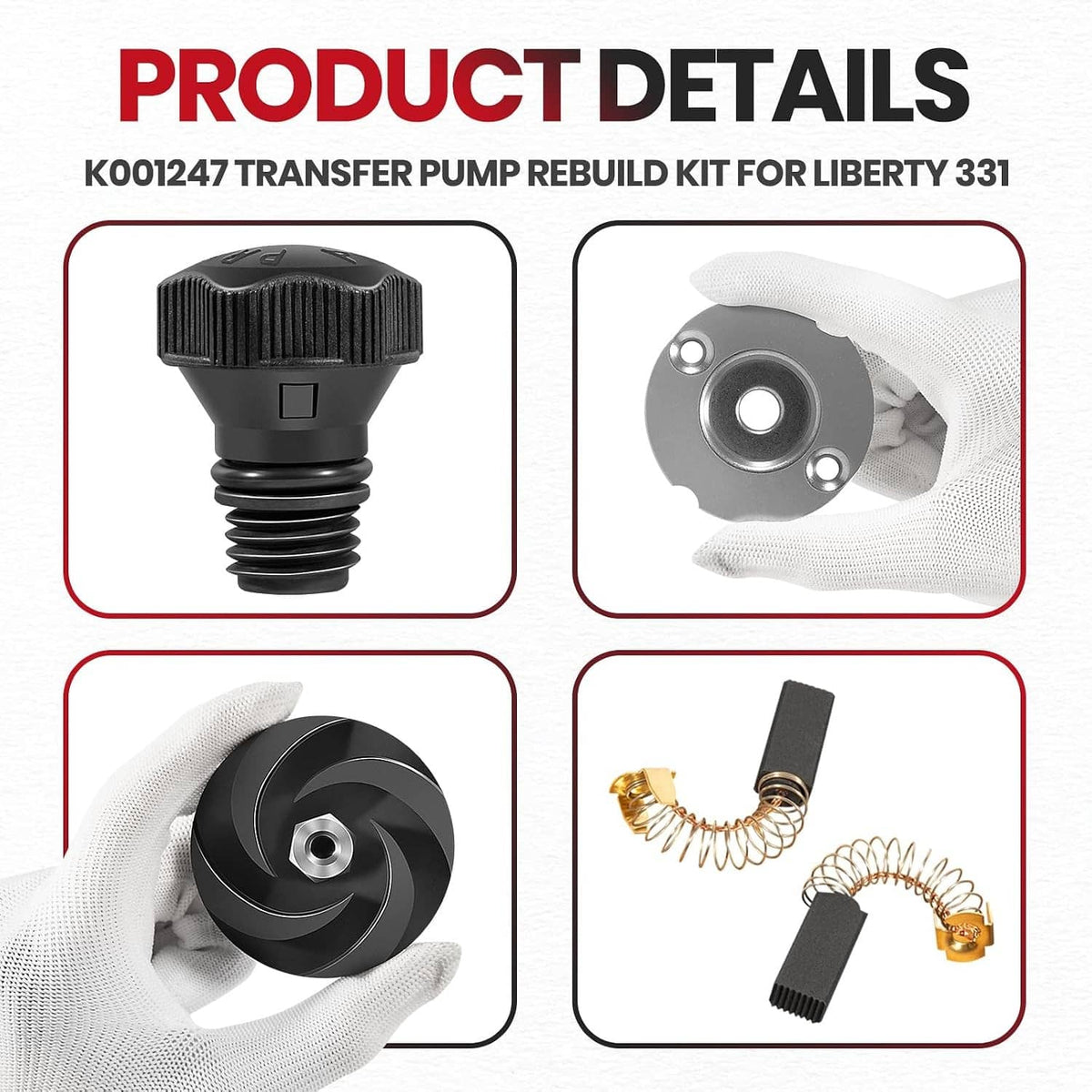 Solidspare K001247 Transfer Pump Rebuild Kit for Liberty 331 Series 331-B10, 331-B18