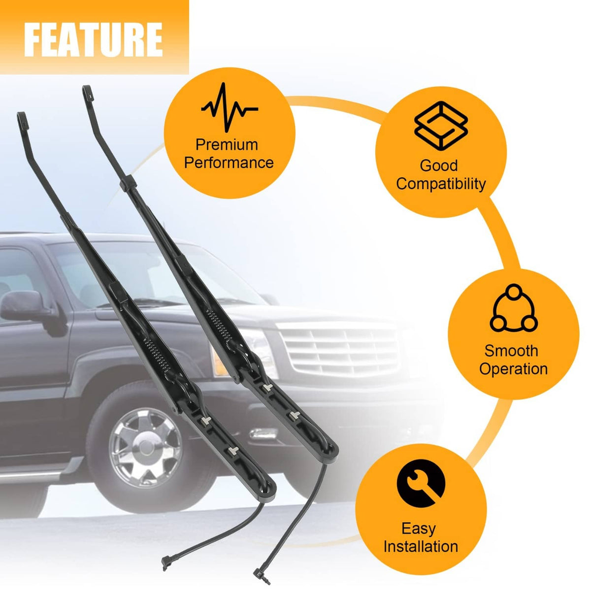 Solidspare Windshield Wiper Arms Fit 99-07 Chevy Silverado Suburban Tahoe GMC Sierra Yukon