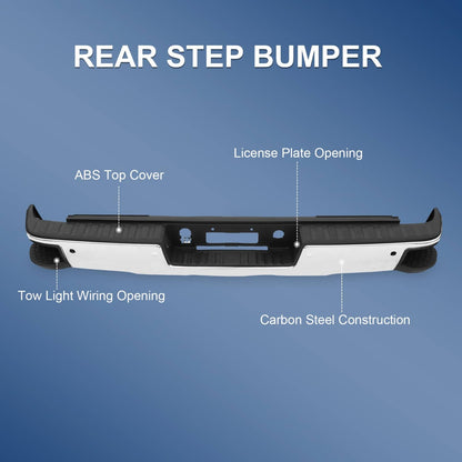 Solidspare Chrome Rear Bumper & Sensor Holes Fits Chevy Silverado GMC Sierra 1500 2014-2018