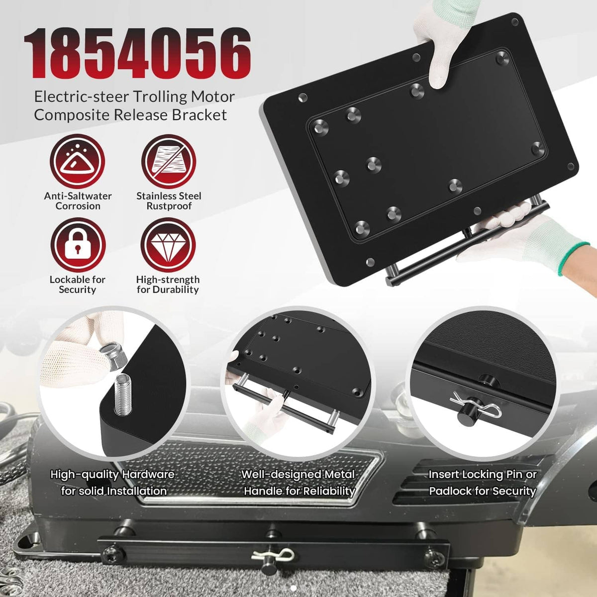 Solidspare 1854056 MKA-56 Quick Release Bracket for Minn Kota QUEST Trolling Motor, Black