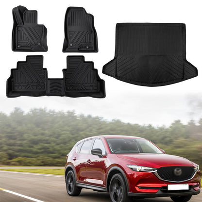 Solidspare Heavy Duty Floor Mats Cargo Liners Black For 2017-2025 Mazda CX-5 TPE Rubber