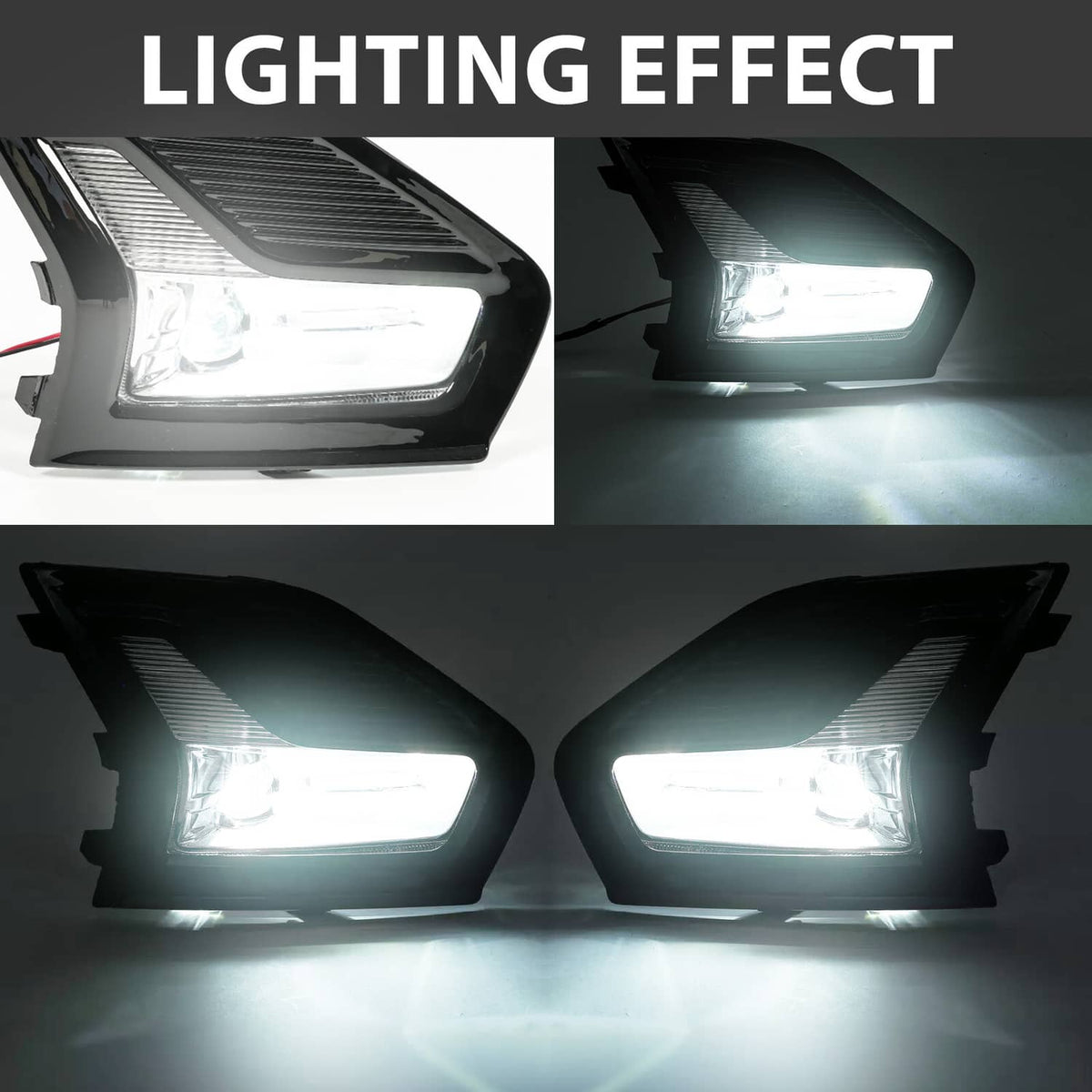 Solid Spare For Ford Fusion 2019-2020 LED Fog Lights Driving Lamps w/Bezel Wiring Left+Right