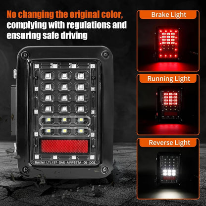 Solidspare 7" LED Headlights Fog Lights Turn Tail Lamp Combo For 07-18 Jeep Wrangler JK