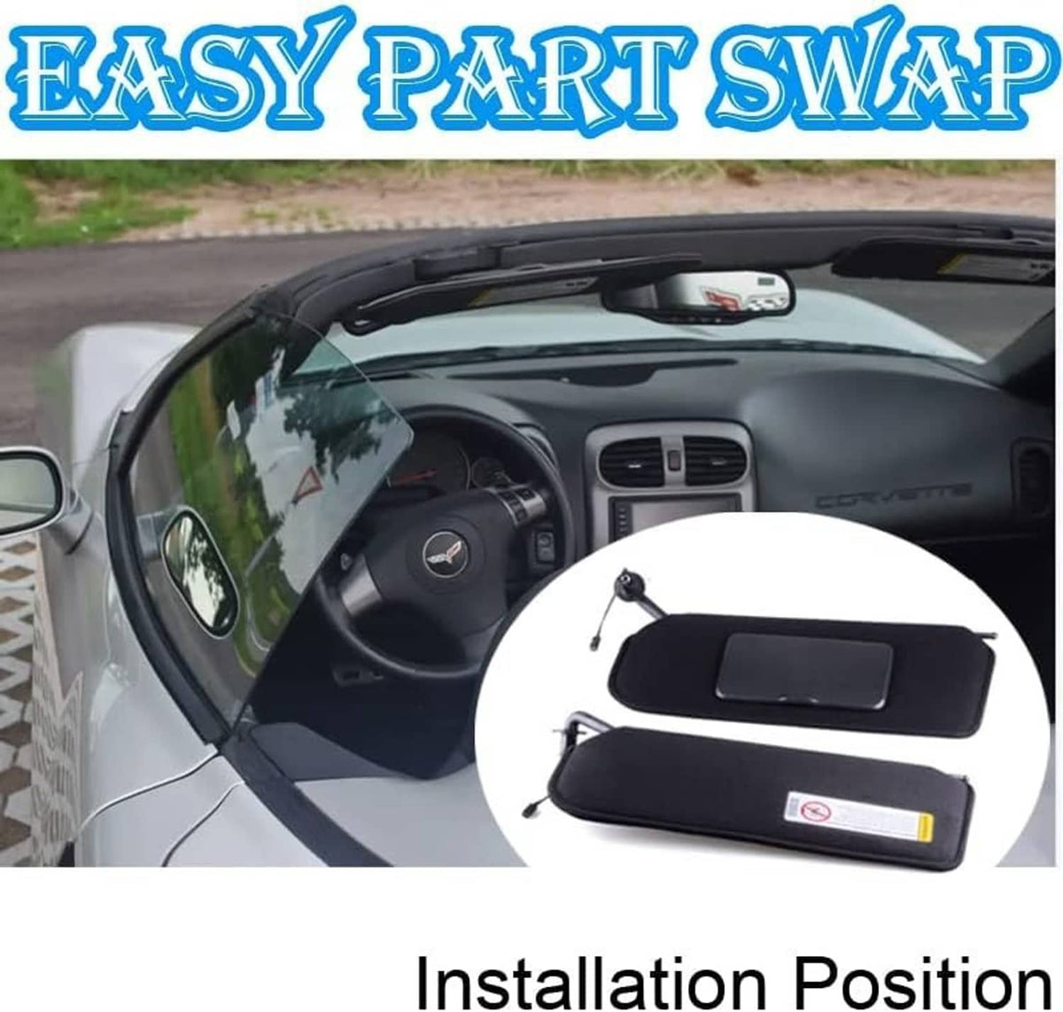 Solidspare Pair Updated Sun Visors Sun Shades W/Bright LED Light For 1997-2004 Corvette C5