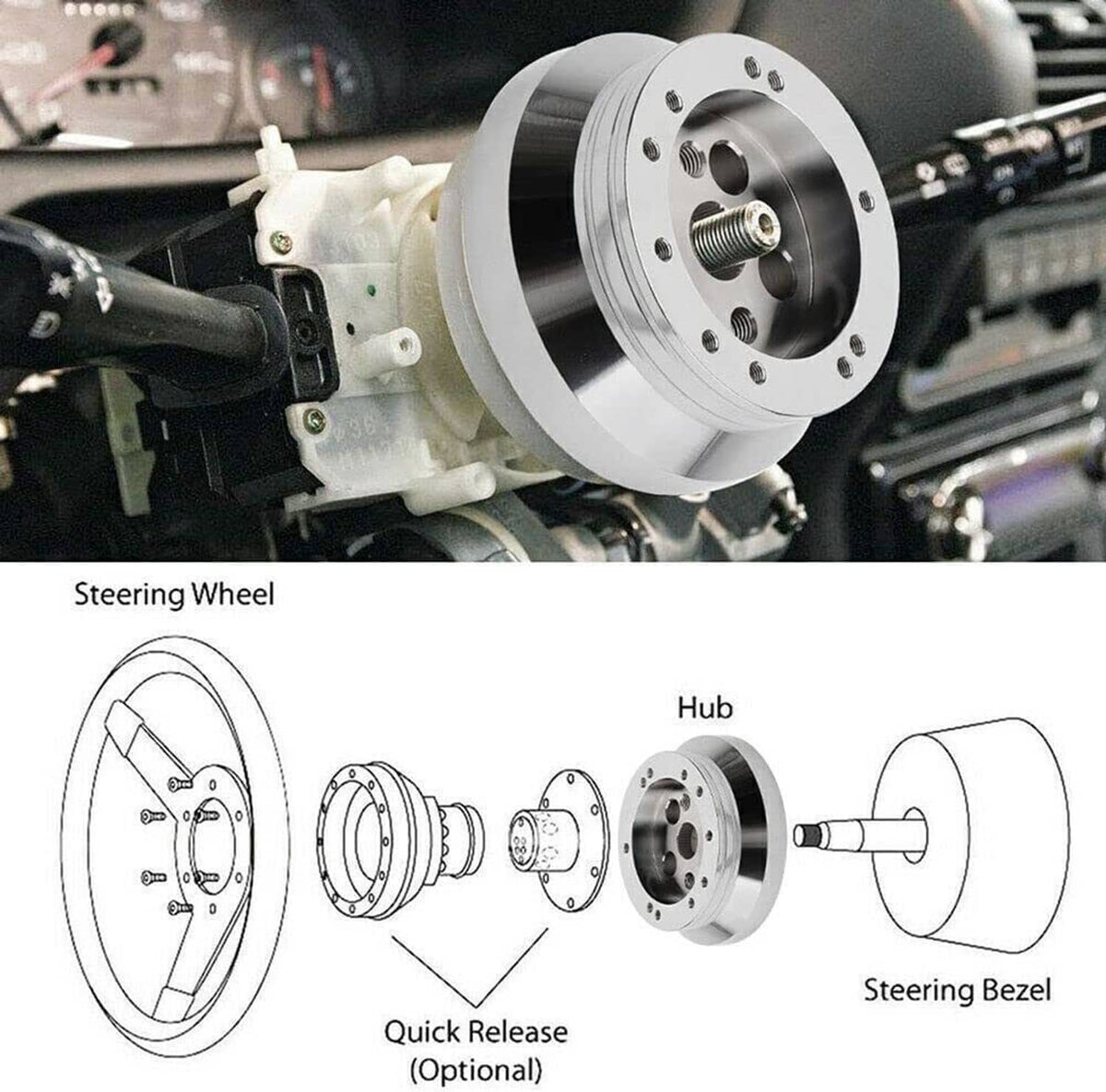 Solidspare 5 & 6 Hole Steering Wheel Polished Hub Adapter For Chevy Flaming River Ididit GM