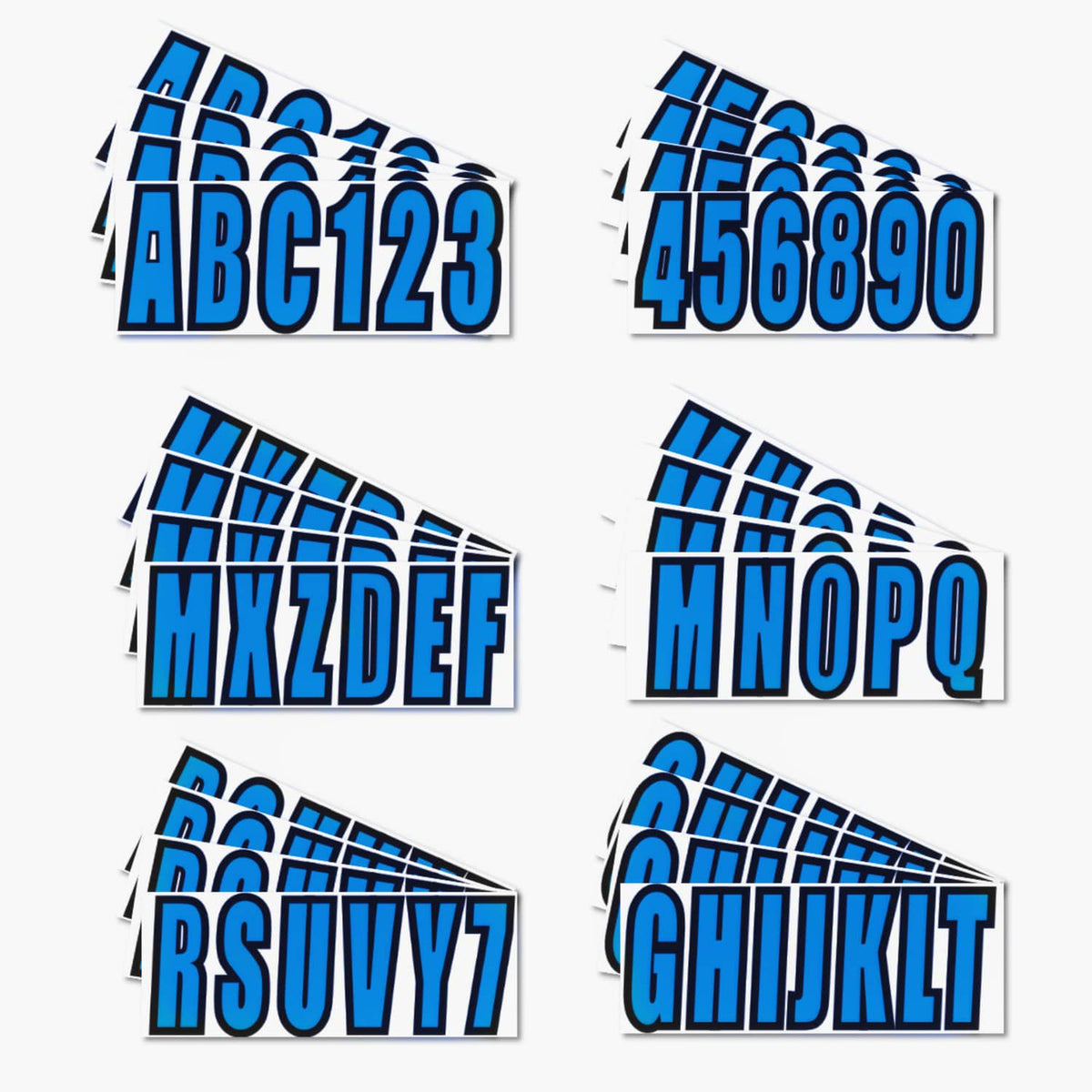 Solid Spare Custom boat registration numbers Decal Sticker 4 sets of A-Z 4 sets of 0-9 Blue