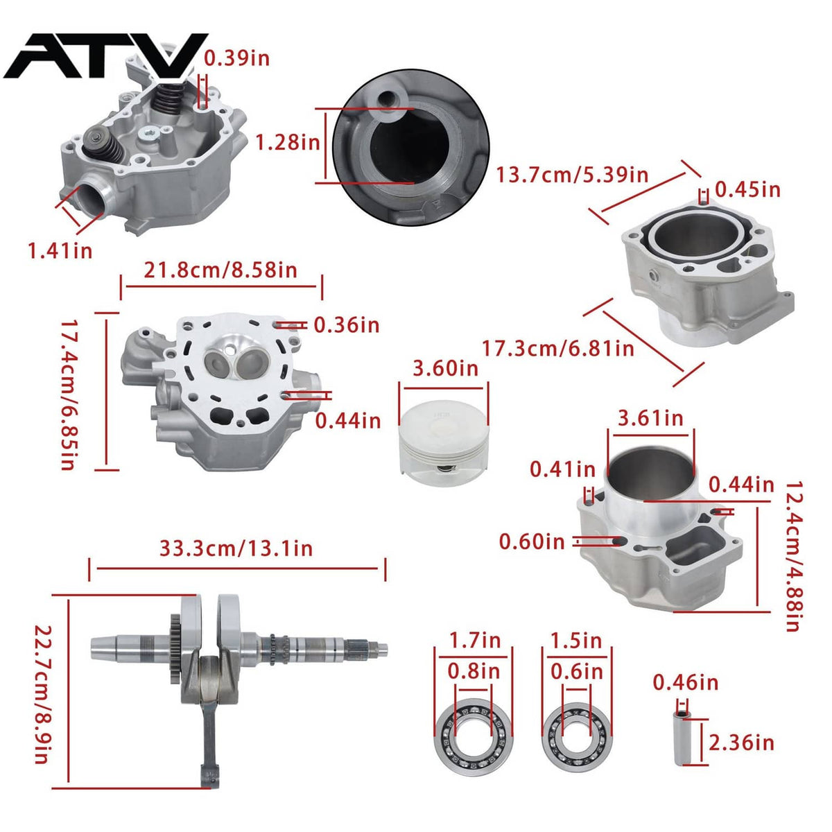 Solidspare 12200-HP7-A01 Cylinder Head SXS500M 2009-24 For Honda TRX420 TRX500 Rebuild Kit