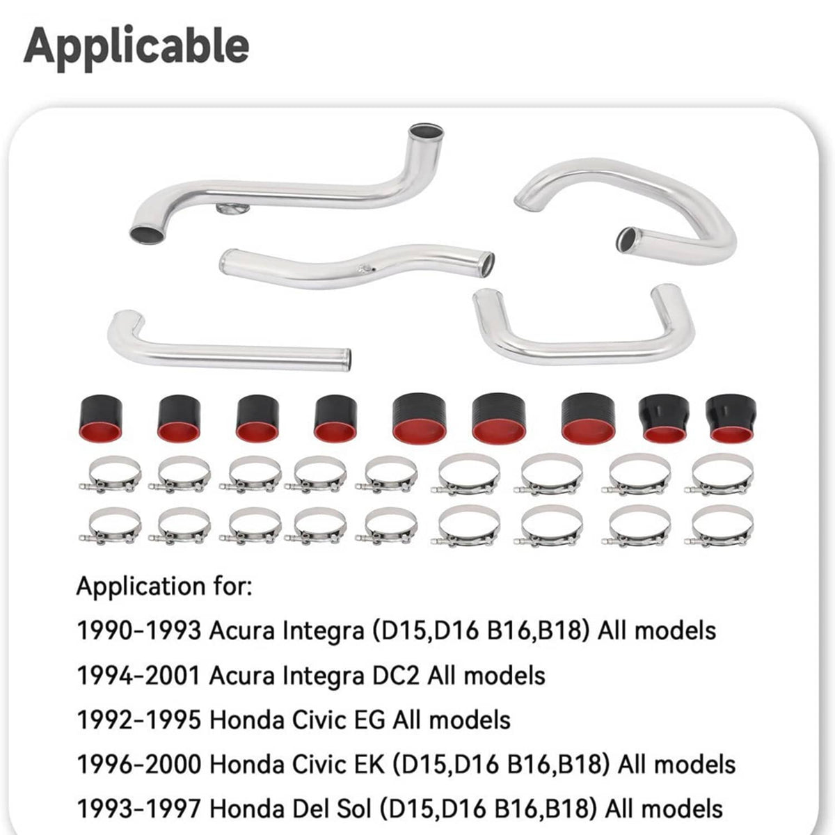 Solidspare New Intercooler Pipe Tube Kit for Honda Civic 1992-2000 Acura Integra 1994-2001