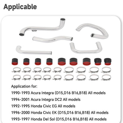 Solidspare New Intercooler Pipe Tube Kit for Honda Civic 1992-2000 Acura Integra 1994-2001