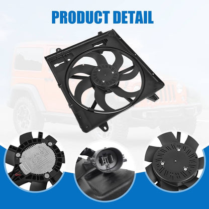 Solidspare 68143894AA Radiator Cooling Fan AssemblyFor 2012-2018 Jeep Wrangler JK 3.6L New