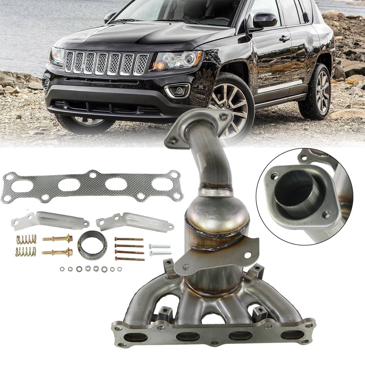 Solidspare Catalytic Converter Exhaust Manifold For Jeep Compass Patriot 2.4 4WD 2007-2017