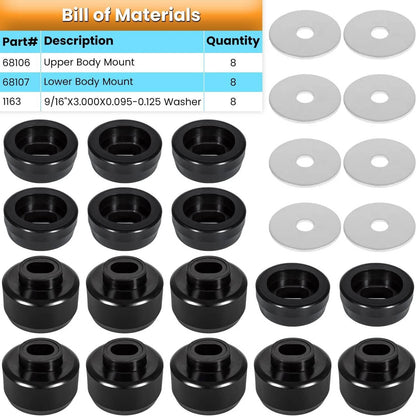 Solidspare Body Cab Mount Bushing Kit For 1999-2014 Chevy Silverado 1500 GMC Sierra 7-141